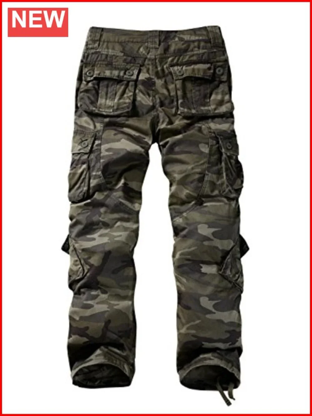 Men's Cargo Pants Straight Leg Cotton Twill 8-Pocket Drawstring